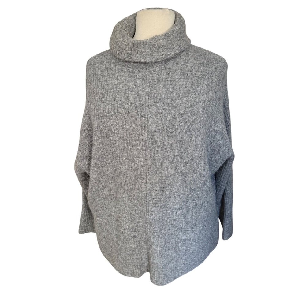 By Anthropologie Size XL Gray Relaxed Cozy Ribbed Long Sleeve Turtleneck Sweater